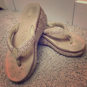 Tan hemp wedge sandals